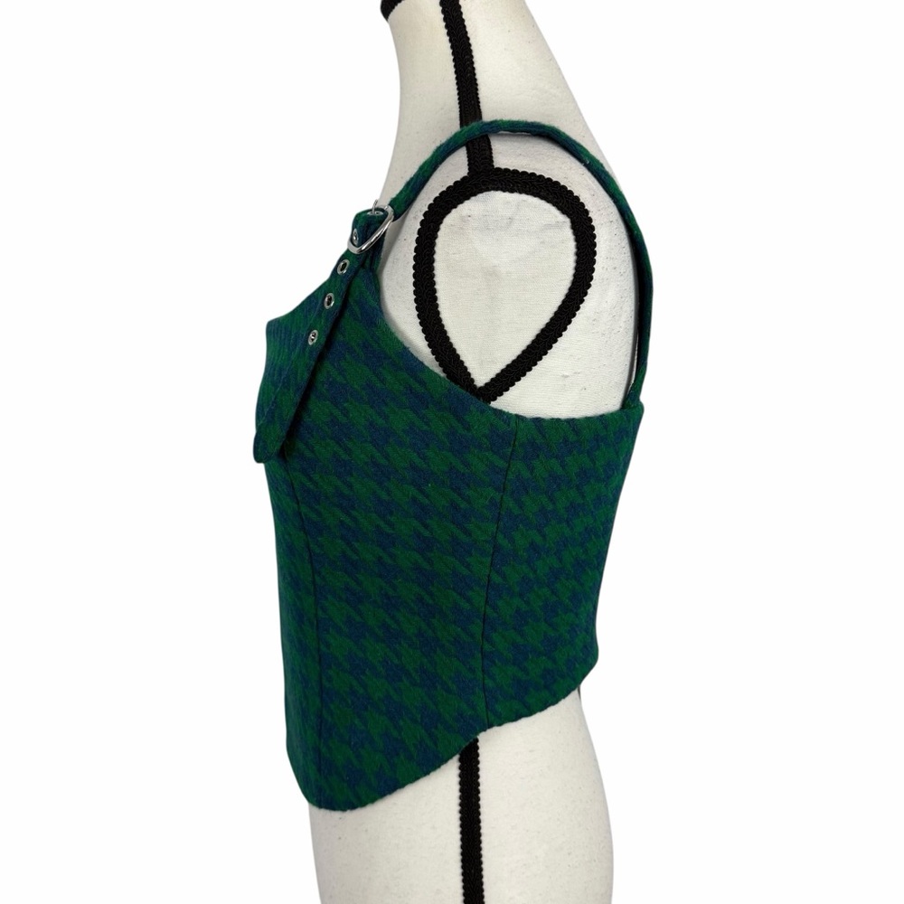 Lovers + Friends Houndstooth Wool Blend Corset Top Adjustable Straps S Revolve - Picture 4 of 10